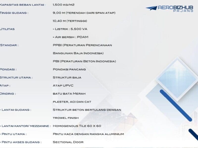 Spesifikasi Gudang Spesifikasi Bangunan Aerobizhub